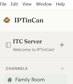 The panel toggle icon next to the server name at the top-left of the channel list